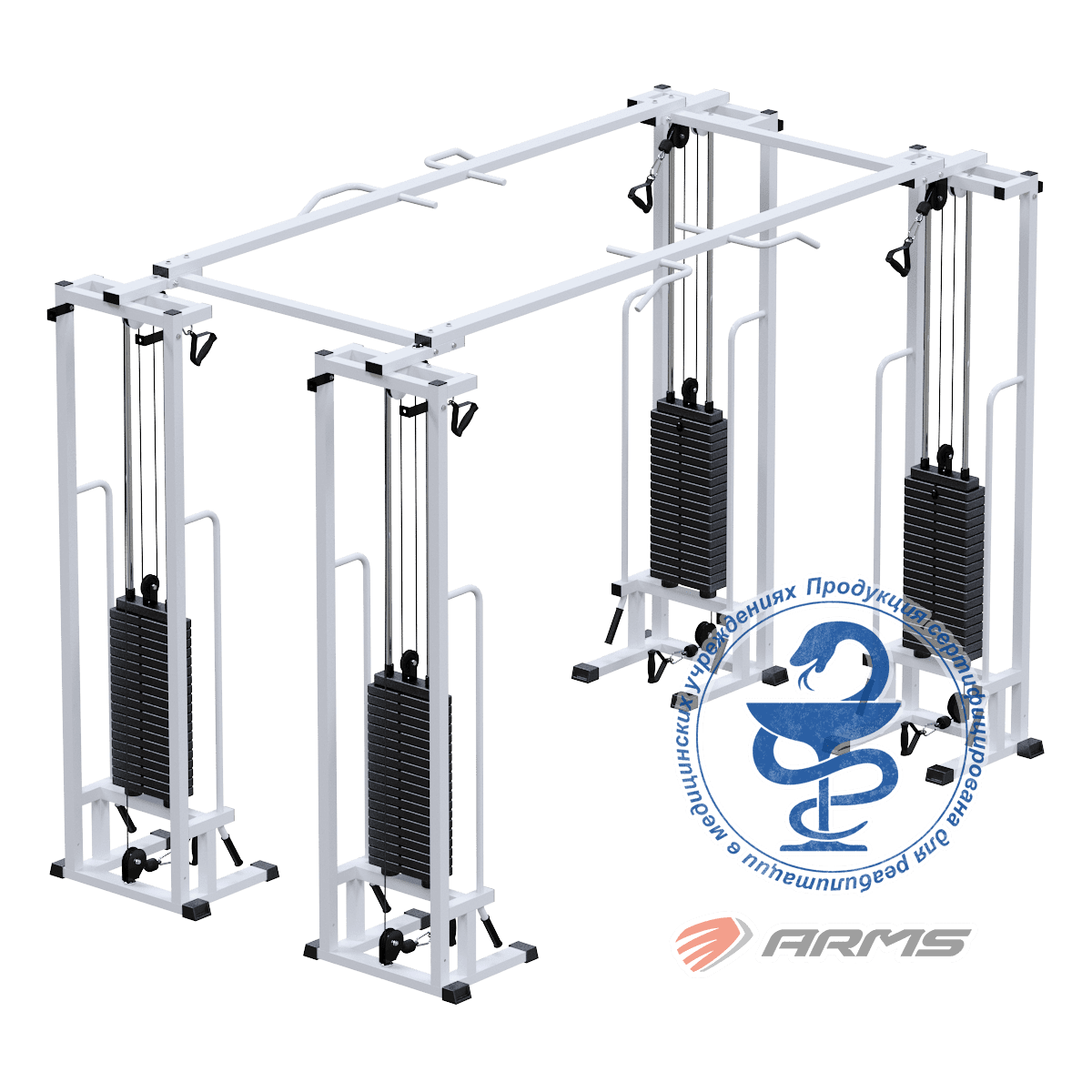 Двойной кроссовер на базе реабилитационного тренажера (стек 4х100кг) AR083.4х100