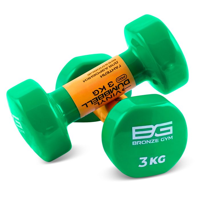 Гантели для аэробики виниловые BRONZE GYM,3 кг., пара. — изображение 1