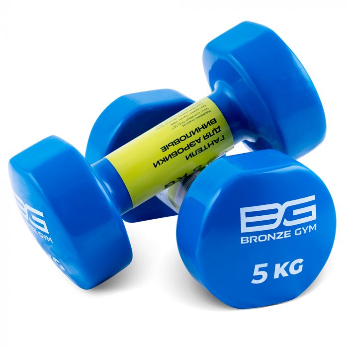 Гантели для аэробики виниловые BRONZE GYM,5 кг., пара — изображение 1