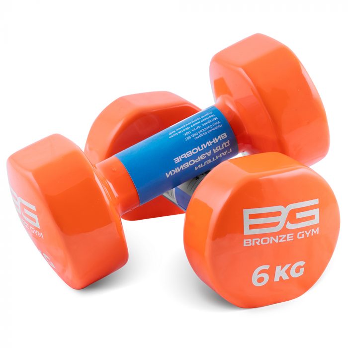 Гантели для аэробики виниловые BRONZE GYM,6 кг., пара — изображение 1
