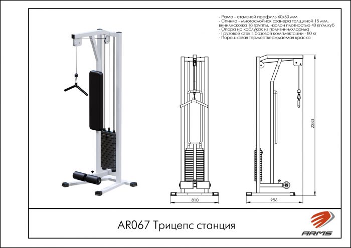 Трицепс станция (стек 80кг) — изображение 2