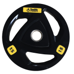 Диск для штанги Smith WP085-15 c 3-м хватом, обрезиненный, 15кг — изображение 3