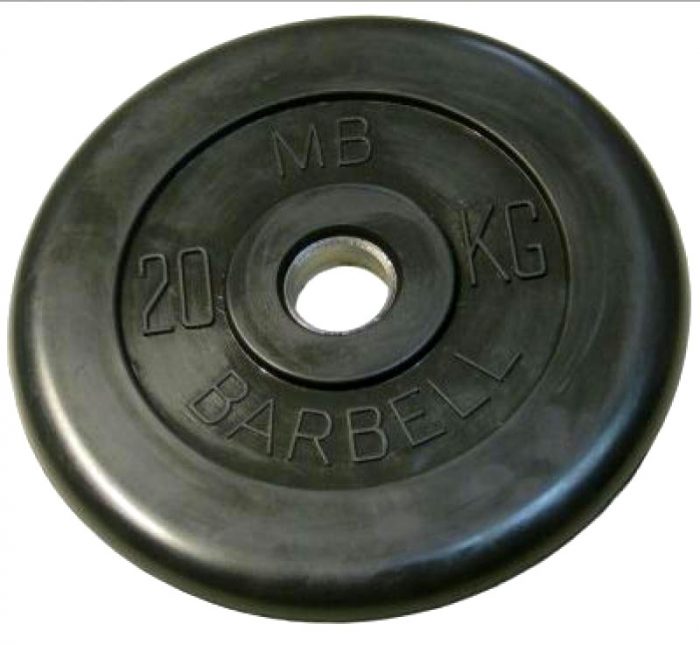 Диск обрезиненный BARBELL MB (металлическая втулка) 20 кг / диаметр 26 мм — изображение 1