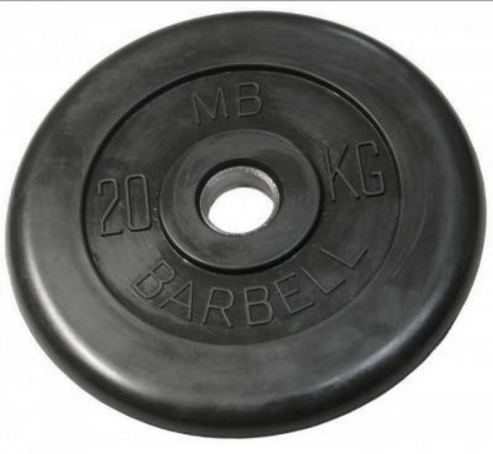 Диск обрезиненный BARBELL MB (металлическая втулка) 20 кг / диаметр 31 мм — изображение 1