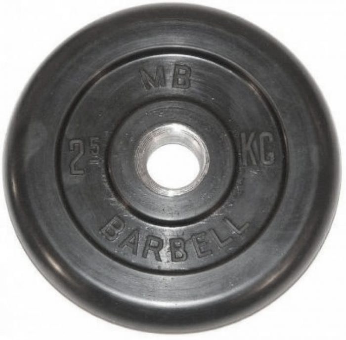 Диск обрезиненный BARBELL MB (металлическая втулка) 2.5 кг / диаметр 31 мм — изображение 1