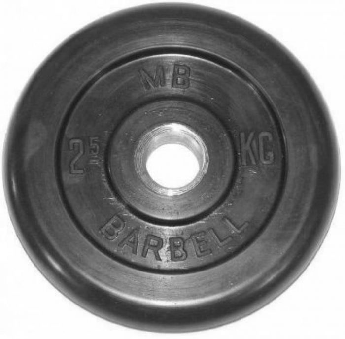 Диск обрезиненный BARBELL MB (металлическая втулка) 2.5 кг / диаметр 51 мм — изображение 1