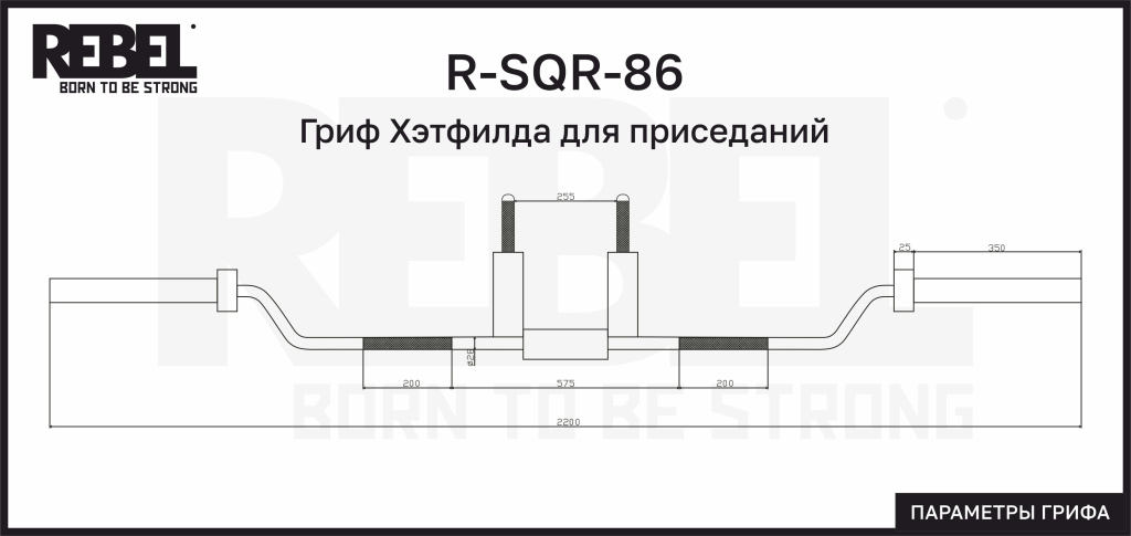 r-sqr-86 Гриф Хэтфилда для приседаний REBEL — изображение 6