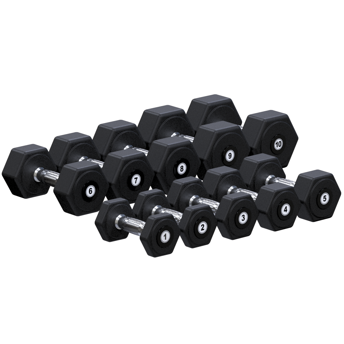 Гантельный ряд 1-10кг, 10 пар (шаг 1кг)