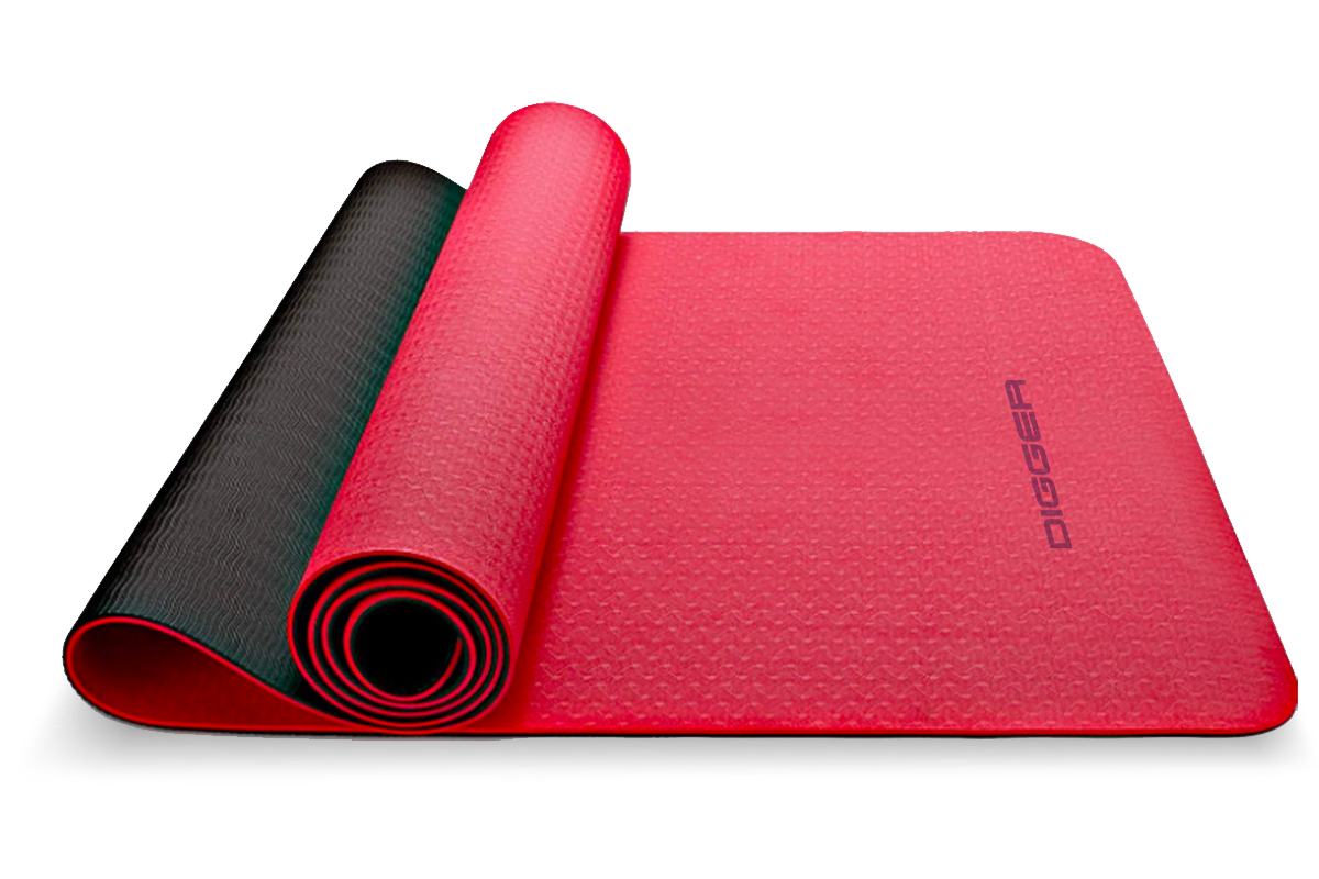 Коврик для йоги TPE 6 мм, черно-красный, двухсторонний Hasttings Digger HD22D1A-Black-Red