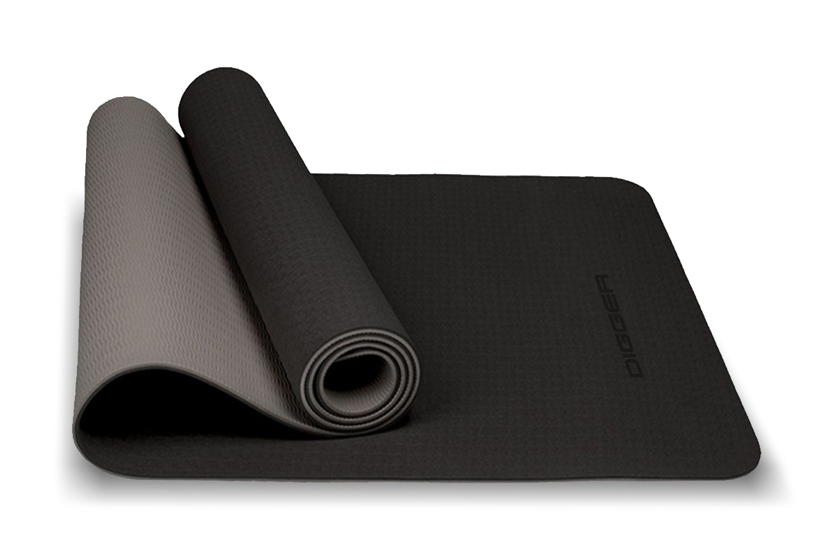 Коврик для йоги TPE 6 мм, черно-серый, двухсторонний (с люверсами) Hasttings Digger HD22D1C-Black-Gray