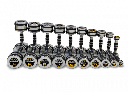 Комплект хромированных гантелей 10 пар от 1 до 10 кг Hasttings Digger HD51D5B-1-10