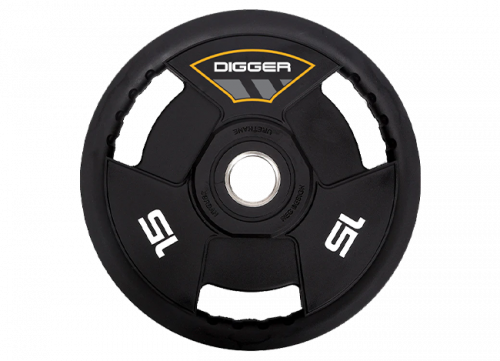 Диск олимпийский полиуретановый 3-х хватовый 15кг Hasttings Digger HD51C3A-15