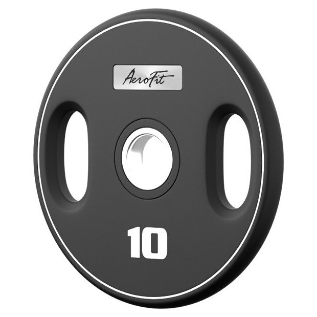 AeroFit AFPUPLB10 олимпийский полиуретановый диск 10 кг, черный, с 2-мя хватами